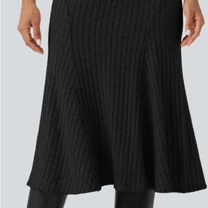 Halara Ribbed Knit Midi A-line Skirt